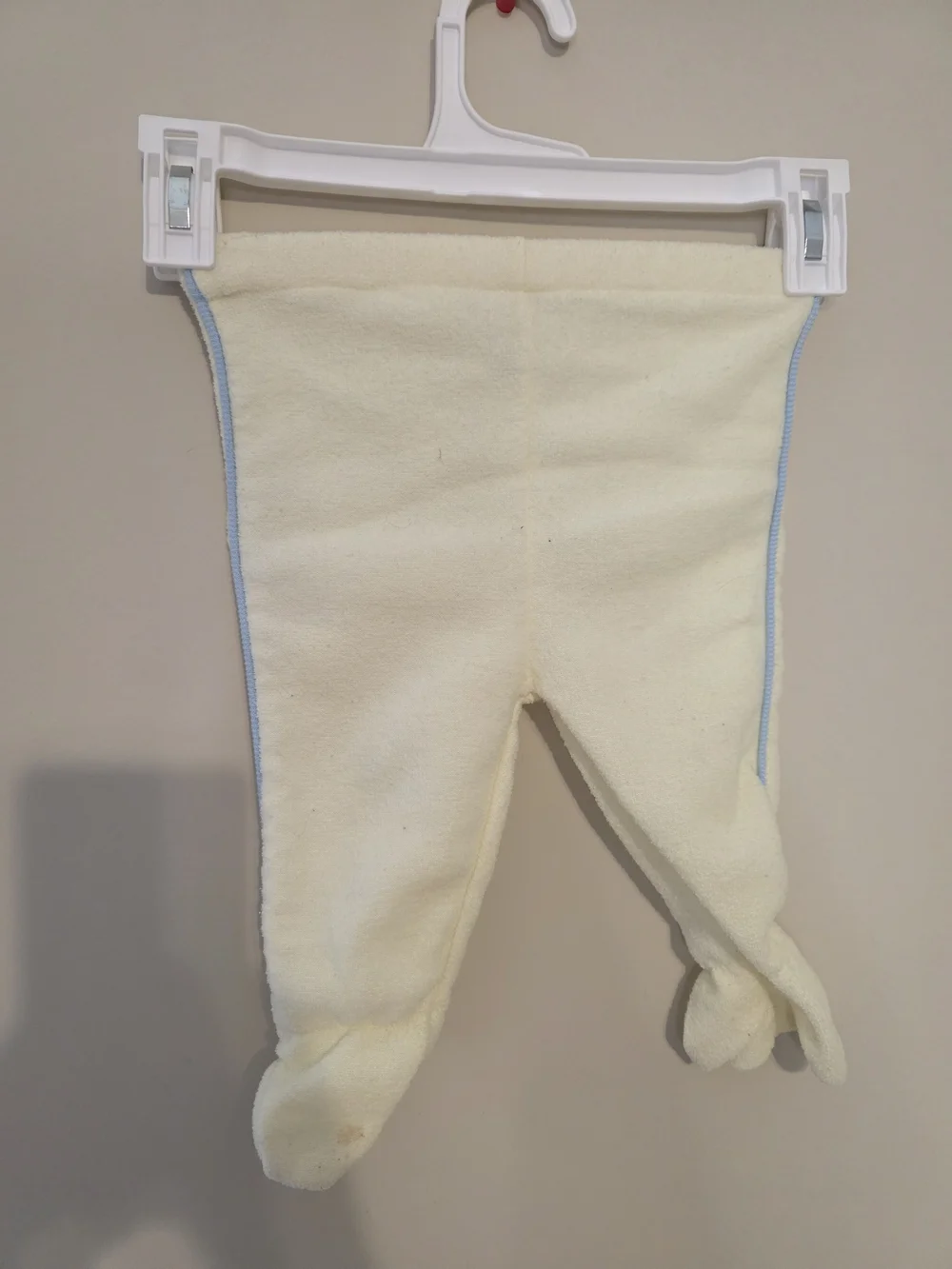 Vintage Soft Cream Baby Hooded Matching Set with Blue Bear